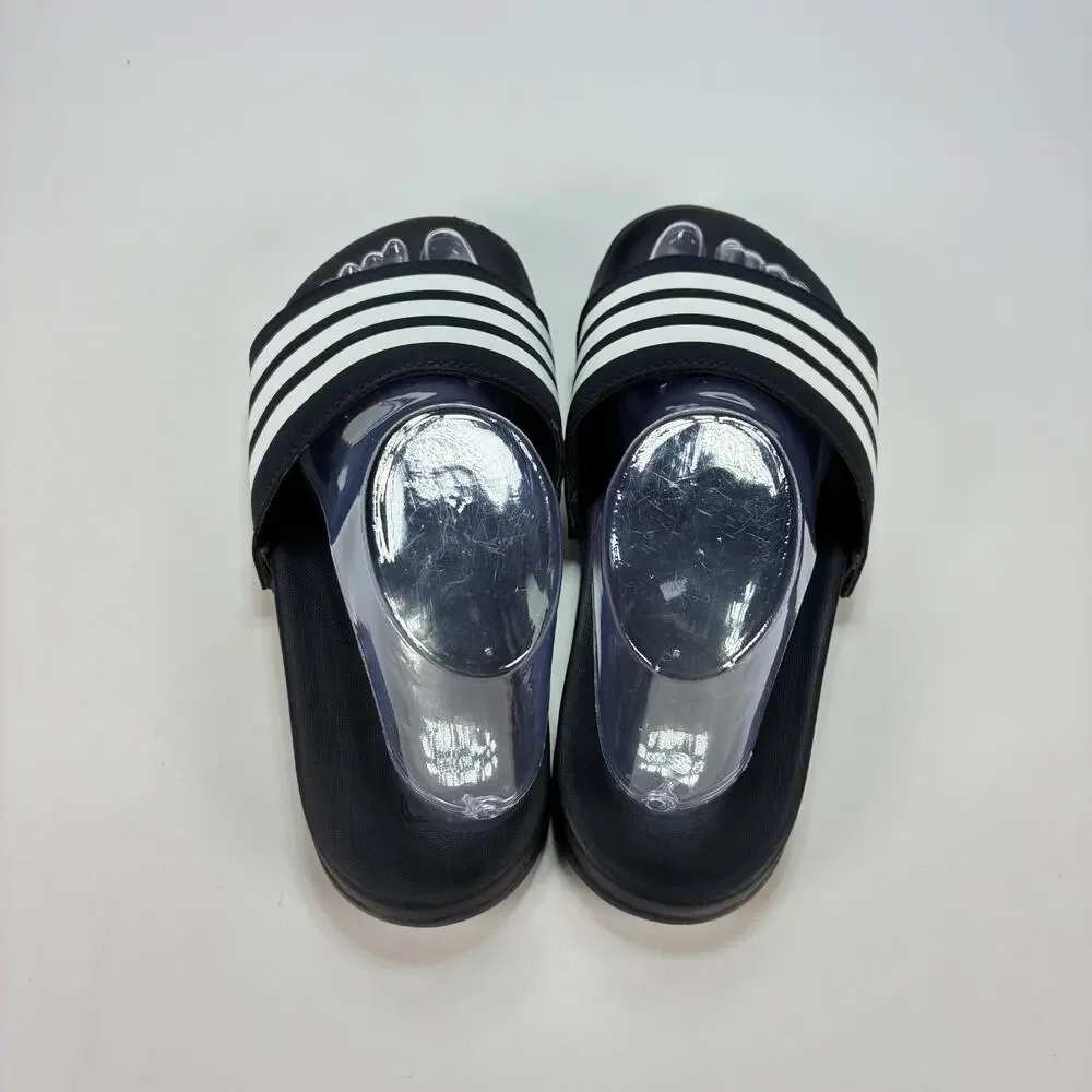 adidas Adilette Black White Athletic Comfort Slides Sandals Men's Sz 7 Women's 8
